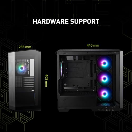 MSI MAG PANO M100R PZ Black Micro ATX Gaming Case, Support Back-Connect Motherboard, 270-degree Panoramic Display, 4 aRGB Fans by MSI - Image 7