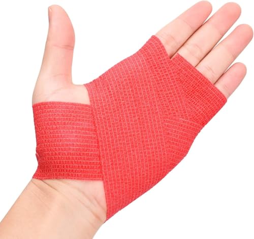 Image of A-Tape Breathable Self Adhesive Cohesive Bandage for Humans & Pets (Dogs, Cats, Birds) -Sports, Wrap, Athletic, Non Woven First Aid Medical, Wrist, Swelling (10 cm X 4.5 mtr) (Pack Of 4, Red)