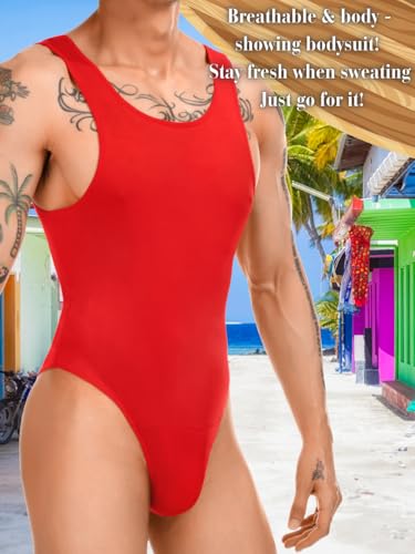 Mens Thong Bodysuit, G-String High Cut Sexy One Piece Lingerie, Semi Sheer Breathable Leotard Underwear4
