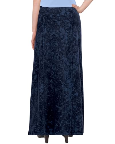 Baby'O Women's Stretch Knit Acid Wash Panel Maxi A-Line Skirt3