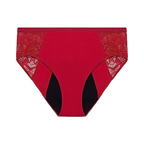 THINX Modal Cotton Brief Period, Women Period Panties, FSA HSA Approved Feminine Care, Menstrual Underwear Holds 4 Tampons, Spicy Lace, 0X Cover