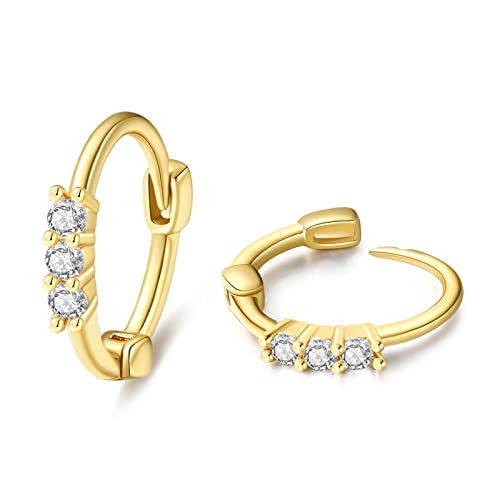 Image of DAILY VIBES Dainty Butterfly Cross CZ Small Huggie Hoop Earrings for Women | Hypoallergenic, 14K Gold Plated Hoops, Tiny Cubic Zirconia, Cartilage Hoop Earrings for Women Trendy