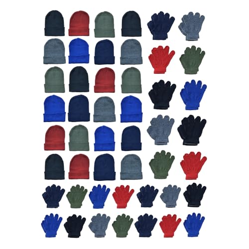 Yacht & Smith Case Pack of 192 Pieces Wholesale Beanie and Glove Winter Bulk Kit, Kids Adults Bulk Sets, Homeless Donation Shelters