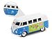 Produktbild VW Bulli Hippie Flower Power Bus 12 cm Modellauto 1963 Volkswagen 1:34 T1 Modell Bully (56/0044 VW Bus Flower blau)