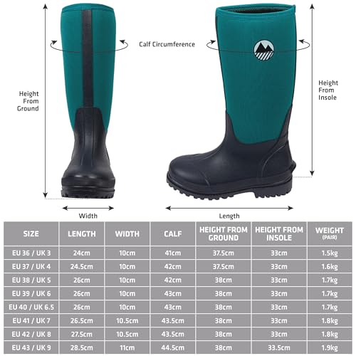 Lakeland Active Rydal Gummistiefel für Damen, Neopren, isoliert, Gummi, warm gefüttert, vollständig kniehoch, wasserdicht, in Schwarz, Moosgrün, Marineblau und Pflaume, navy, 42 EU