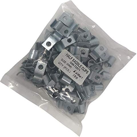 100pcs 6mm Half Saddle Clamps - Pipe Strap Hose Tube Tension Clip Metal BZP Cover