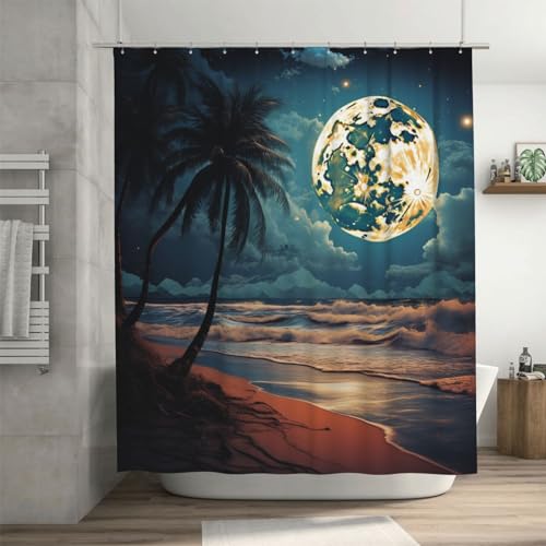 Rideau de douche imperméable 183x183 moderne motif lune - 7