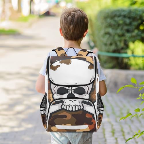 Mochila infantil reflectante con diseño de camuflaje de calaveras 7