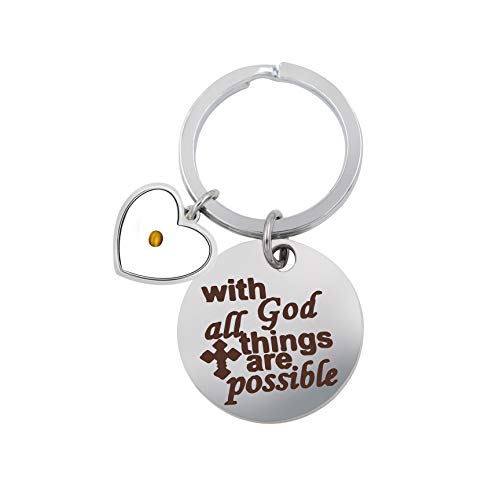 Uloveido Stainless Steel Christian Bible Quote Keychain With God All