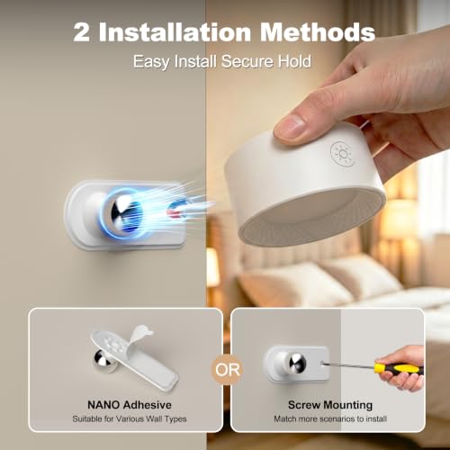 Wandleuchte Innen Akku, 3 Farben, 360° Drehbar, USB-C, Dimmbar, 2 Stück – Ansicht 6