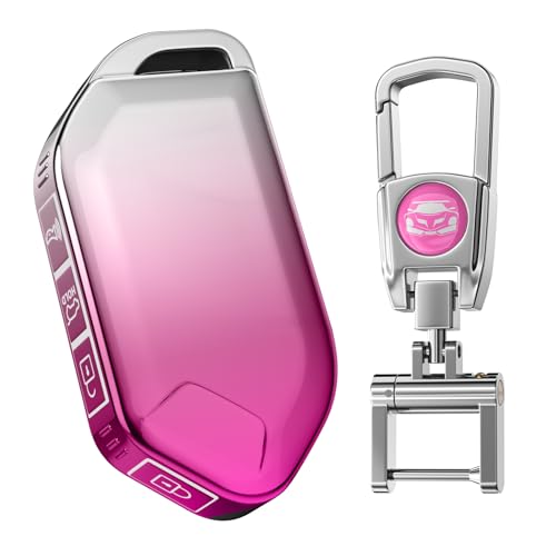 QfungYe for Kia Key Fob Cover with Keychain.No Screws Required for Installation. Compatible with 2023 2024 2025 Telluride EV5 Sorento K4 K5 GT-Line Remote Smart Key Fob (Gradient Pink Model-2)