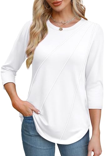 OFEEFAN Women's Pleated Tops 3/4 Sleeve - 40% Off - Image 2