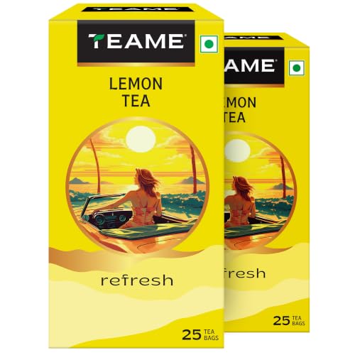 Image of TE-A-ME Black Lemon Tea, 50 Bags (25 x 2= 50 Teabags) | Black Teabags 50 Pieces | Lemon Tea (Pack of 2)