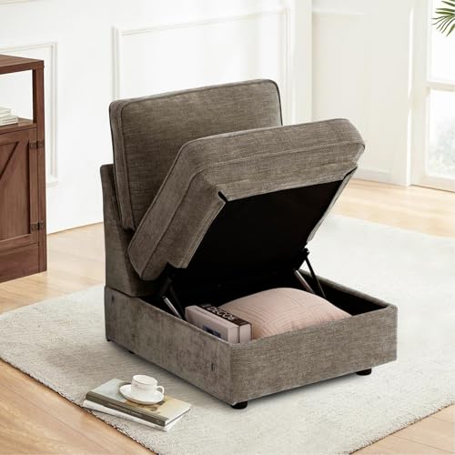 Image of TEKAMON Middle Seat with Storage, Modular Sofa Couch, Brown