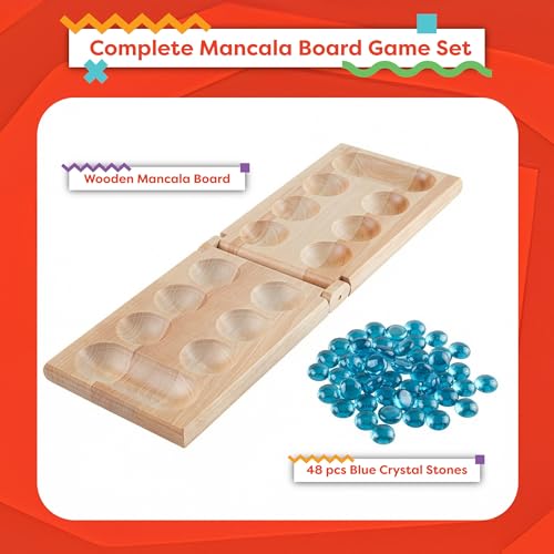 Juego de tablero Mancala con tablero plegable de madera miniatura 2