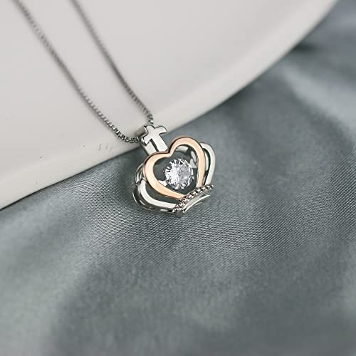 SmileBelle Daughter Gifts from Mom, to My Daughter Necklace from Dad as Mothers Day Gifts, Crown Necklace to Me from Mom for Graduation, Queen Jewelry from Father to Me as Birthday Jewelry4