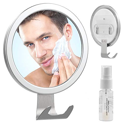 Fog Free Shower Mirror, LUXEAR Anti Fog Adhesive Round Shaving Mirror with Fogless Spray Razor Holder Easy Mirrors Viewing Ideal for Bathroom Home Wall Traveling, Shatterproof
