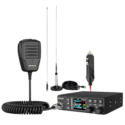 Retevis MB63B CB Funkgerät mit Antenne AM/FM CB-Funkgeräte LCD-Farbdisplay NRC Rauschunterdrückung CTCSS/DCS VOX 80 Kanäle EMG CH9/19 CB Funkgerät für Offroad-Team(1 Stück Schwarz)