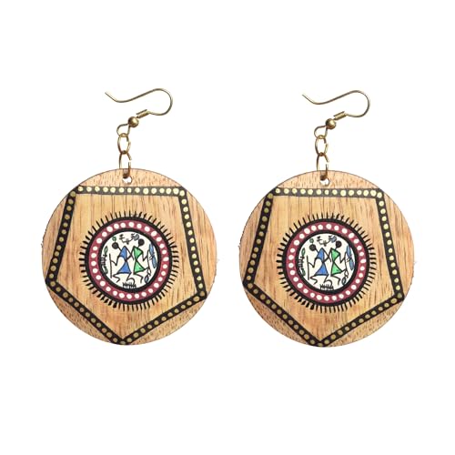 Image of Handcrafted Artistic & Tribal Earrings Collection for Women - Bohemian, Floral, Wooden & Ethnic Statement and Stud Designs