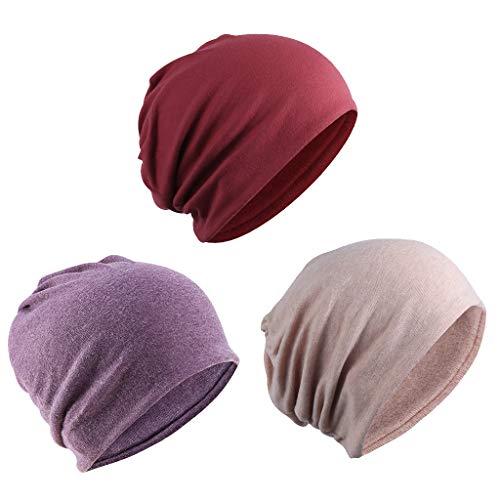 #N/A 3 Peças Femininas Slouchy Gorros Chapéu Alongamento Casual Verão Chapéu Touca Boné
