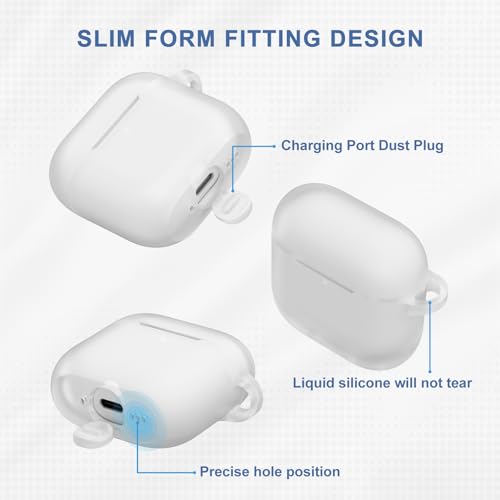 Image of Tobfit Case for AirPods 4 Case Cover 2024 with Lanyard & Keychain, Soft Silicone Protective Case for Apple AirPods 4th Generation, Full Protection, Support Wireless Charging - Transparent