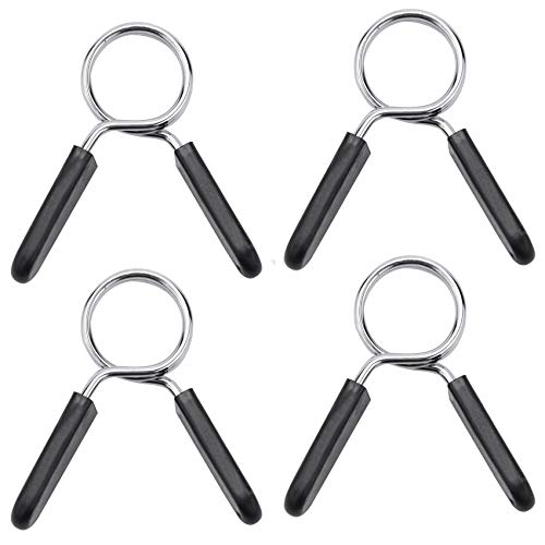 Kznifmk 4 Paquetes de Collares de Resorte con, Abrazaderas de Clip de Barra de Ejercicio para Pesas con Pesas Gimnasio Entrenamiento FíSico Fitness Levantamiento de Pesas