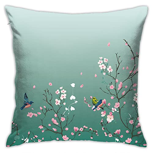 VARUN Cherry Blossoms Throw Pillow Covers Bird...