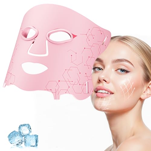 Red Light Therapy for Face, LED Light Therapy mask (E106A) for Face, LED Light Therapy Mask with Adjustable Brightness and Timer, Soft Silicone Red Light Therapy Mask for Home & Travel