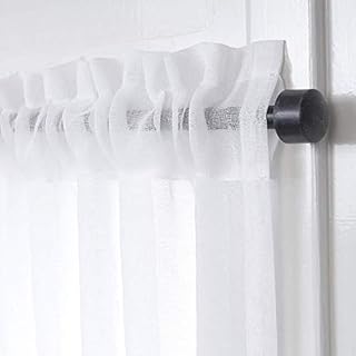 LIFONDER Kitchen Window Sheer Curtain Tiers - 2 Panels Elegant Linen look Short Rod Pocket Semi Sheer Curtains for Bedroom/Nursery/Boys' Room/Small Windows, White, W55 x L36 Inches