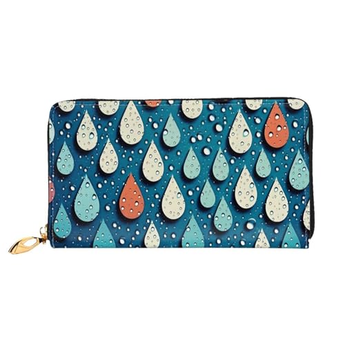 Gouttes d'eau et motif Tropical Sunrise pour ce portefeuille femme zippé grand format