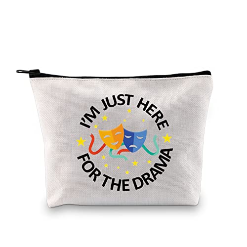 PLITI Trousse de maquillage théâtre, cadeau pour adolescentes, comédie et tragédie avec inscription « I'm Just Here for The Drama Family Reunion », Just for Drama U, Mode
