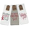 3 Pack Funny Kitchen Towels Christmas Kitchen Towels Includes 2 White 1 Beige Linen Towels Holiday Kitchen Towels Comes in Red Organza Bag So its Ready for Giving