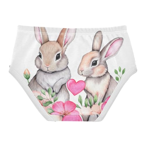 Cotton Toddler Girls Underwear Watercolor Gray Bunnies White Panties Little Girl Funny Briefs Underpants 2t2