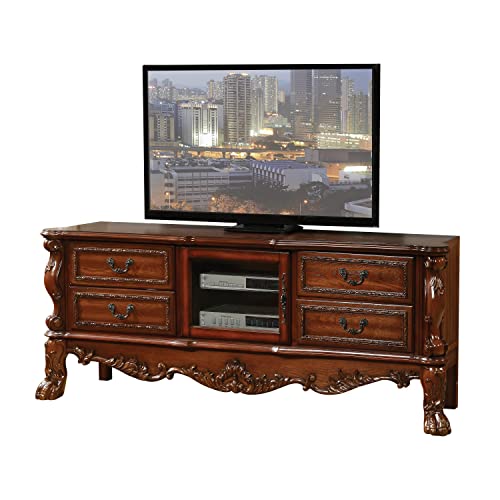 Acme Dresden Rectangular TV Console with Glass Door in Cherry Oak Wood