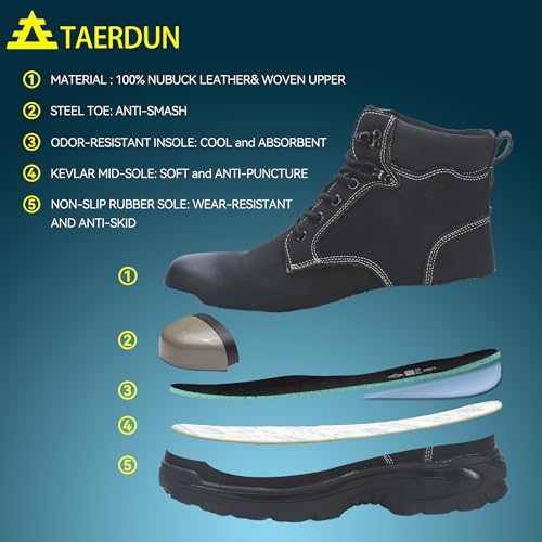 Safety Work Boots for Men & Women Steel Toe Shoes, Oil & Slip Resistant Waterproof Premium Leather Construction & Industrial Boots Botas de Trabajo Puncture Proof Shoes ﻿3