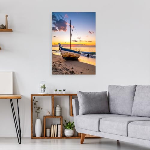 Tableau toile mur anti-reflet Feeby pour illuminer un salon sombre