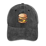 Cheeseburger Hamburger Burger Funny Food Baseball Cap Adjustable Denim Cap Golf Dad Hat for Men Women Charcoal-Style