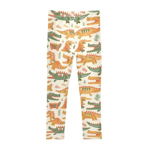 Cute Cartoon Crocodile Alligator Kids Girl's Cotton Leggings Soft High Waisted Pants Gym2