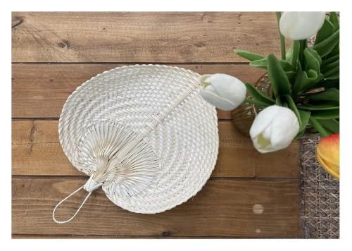 Éventail tissé main Raphia naturel Pack de 2 Accessoire déco bohème été
