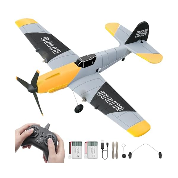 HAWK'S WORK 3-Kanal-RC-Flugzeug BF-109, Ferngesteuertes Flugzeug, flugbereit, 2.4GHz 6-Achsen Gyro Stabilisator, Einfach zu fliegen fÃ¼r Kinder und AnfÃ¤nger