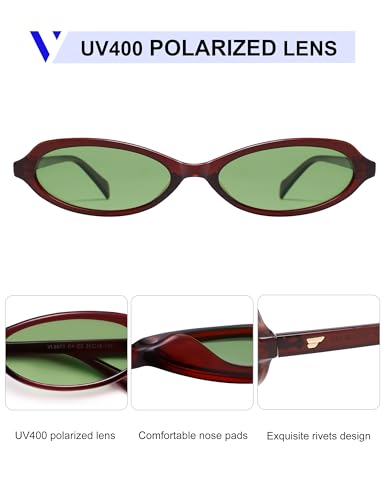 VANLINKER Polarized Retro Oval Sunglasses for Women Small Chic 90s Vintage Style Trendy Slim Narrow Y2k Sunnies VL98734