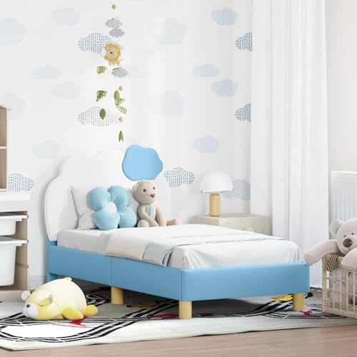 Generico Estructura de cama para niños con cabecero azul 70 x 140 cm PU, camas y marcos para camas 42011015