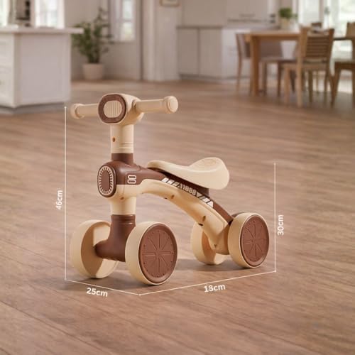 Image of Mini Bloom First Balancing Bike for Kids | No Pedal Manual Push Bike | Musical Balance Bike with LED Light | Suitable for 1-3 Years | Max Capacity 20kg | Brown | KB-157