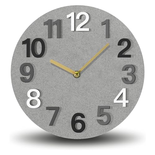 MeYuxg Orologio da Parete Grande 30 cm, Orologio da Parete Moderni in Legno (Grigio), Orologio da Parete Senza Ticchettio, Meccanismo Silenzioso, per Soggiorno, Camera da Letto, Cucina (Rotondo)