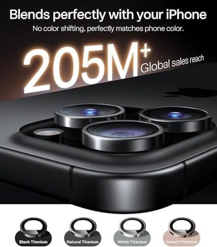 Image of Premium Camera Lens Protector Compatible For iPhone 16 Pro Max (Black) Camera Lens Protector - 9H Tempered Glass, Military-Grade Anti-Scratch, Case-Friendly, Easy Install Frame