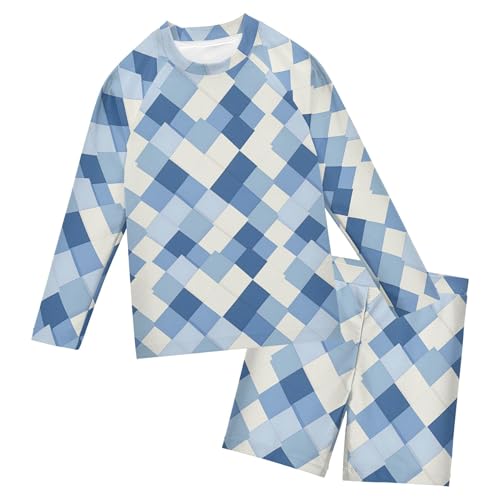 Buffalo Check Plaid Baby Boys' Toddler Long Sleeved Rashguard Swim Bathing Suit Set B0403547