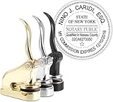Notary Round Cast Desk Embosser for State of New York - Includes Gold Burst Seal Labels (50 Count) - 1-5/8