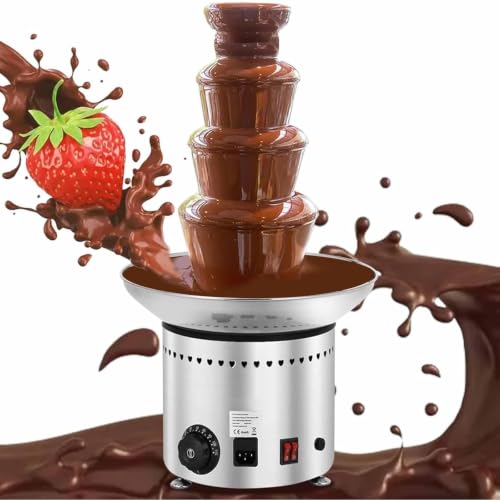 ZephPerton Fuente De Chocolate Comercial De 5 Niveles, De Acero Inoxidable, con Control Digital Y Calefacción De Bajo Consumo para Panadería, Fiestas, Reuniones, Bodas Y Alquiler. Control por Perilla