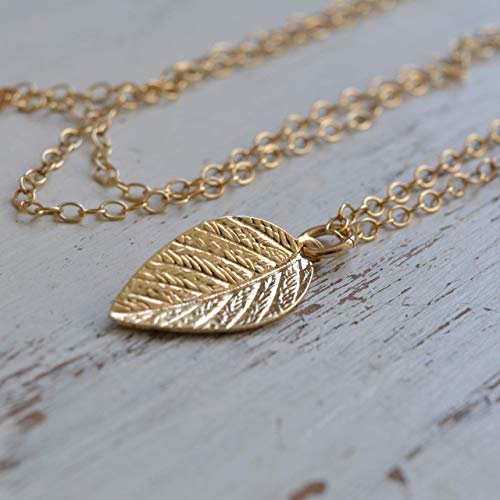 Leaf Necklace Delicate Leaf Pendant Necklace For Women Gold Filled Chain 16 Inches + Extension #TOP6