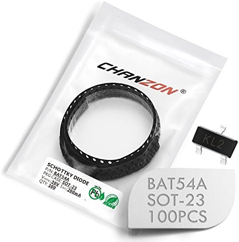 (Pack of 100 Pieces) Chanzon BAT54A SMD Schottky Barrier Rectifier Diodes 200mA 30V SOT-23 (SOT-23-3) 0.2A 30 Volt (Marking KL2)